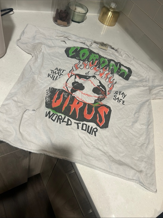 Gallery Dept Other - Gallery Dept White Kids Tee with Neon Green & Bright Orange Tour Graphic